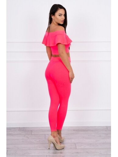 Rožinės neoninės spalvos moteriškas kostiumėlis MOD015 1
