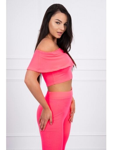 Rožinės neoninės spalvos moteriškas kostiumėlis MOD015 2