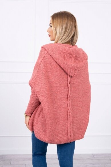 Tamsiai rožinės spalvos megztinis kardiganas MOD378 2