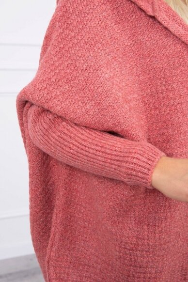 Tamsiai rožinės spalvos megztinis kardiganas MOD378 3