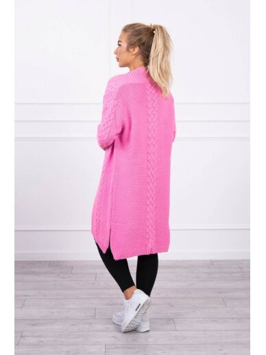 Šviesiai rožinės spalvos megztinis kardiganas MOD306 1