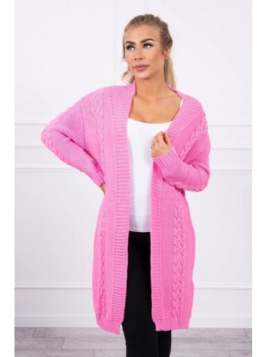 Šviesiai rožinės spalvos megztinis kardiganas MOD306