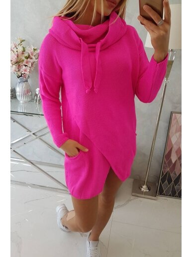 Neoninės rožinės spalvos megztinis MOD308