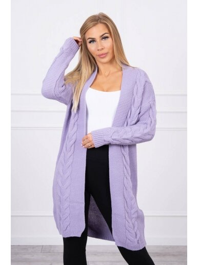 Violetinės spalvos megztas kardiganas MOD1397 GP Violetinės spalvos megztas kardiganas MOD1397 GP