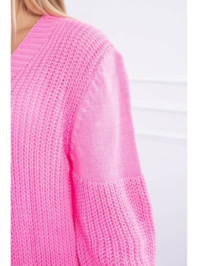 Šviesiai rožinis ilgas megztinis kardiganas MOD307 3