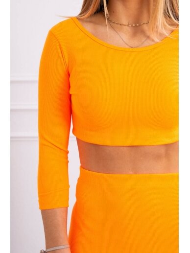 Neoninės oranžinės spalvos moteriškas kostiumėlis MOD693 3