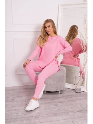 Šviesiai rožinės spalvos moteriškas kostiumėlis MOD1599 2