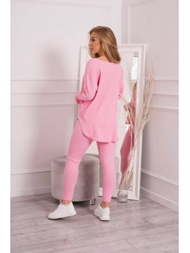 Šviesiai rožinės spalvos moteriškas kostiumėlis MOD1599 3
