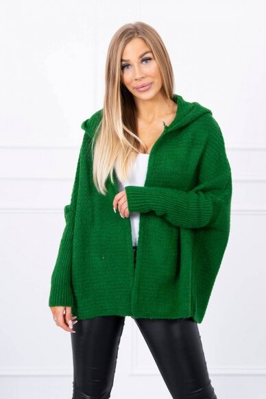 Tamsiai žalias megztinis kardiganas MOD378