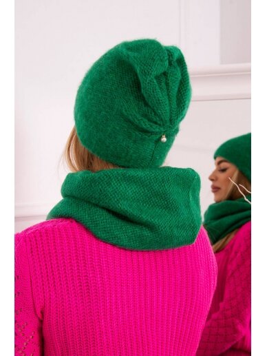 Žalios spalvos kepurė ir šalikas P102 2