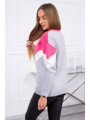 Pilkos ir rožinės spalvos megztinis MOD499