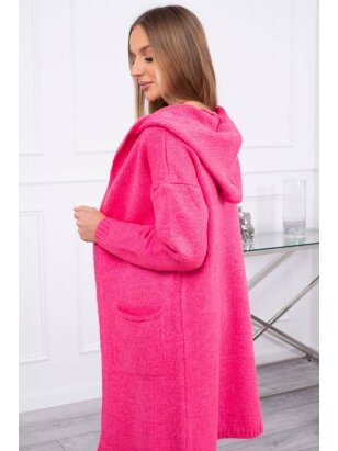 Rožinės spalvos megztinis kardiganas MOD736