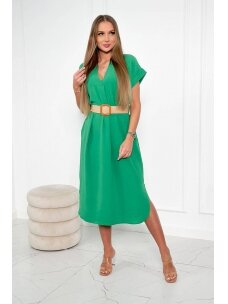 Žalios spalvos suknelė su diržu MOD2193