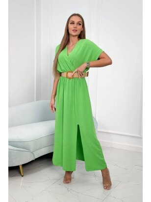 Šviesiai žalios spalvos suknelė su diržu MOD2190