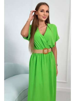 Šviesiai žalios spalvos suknelė su diržu MOD2190