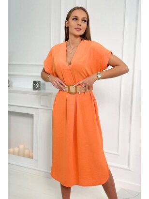 Oranžinės spalvos suknelė su diržu MOD2193