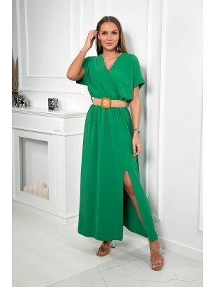 Žalios spalvos suknelė su diržu MOD2190