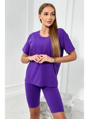 Tamsiai violetinės spalvos moteriškas kostiumėlis MOD714