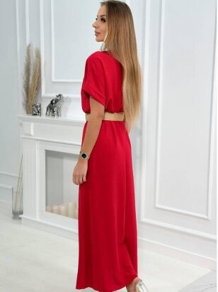 Raudona suknelė su diržu MOD2190