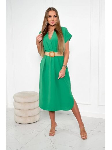 Žalios spalvos suknelė su diržu MOD2193 1