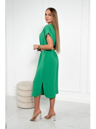 Žalios spalvos suknelė su diržu MOD2193 2