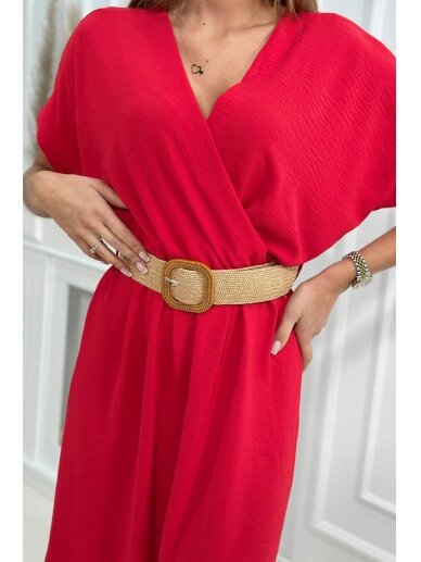 Raudona suknelė su diržu MOD2190 3