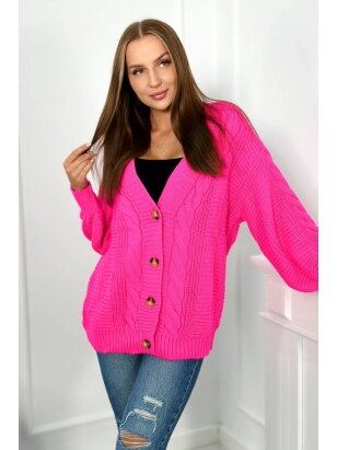 Neoninės rožinės spalvos megztinis MGZ0030