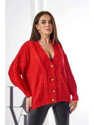 Raudonos spalvos megztinis MGZ0024