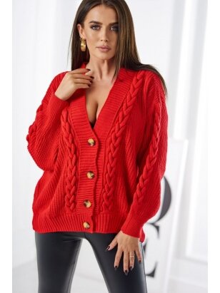 Raudonos spalvos megztinis MGZ0024