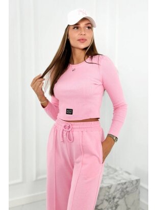 Šviesiai rožinės spalvos sportinis kostiumas KST0079