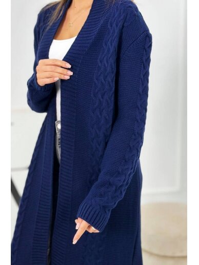 Tamsiai mėlynas megztinis kardiganas MOD306 3