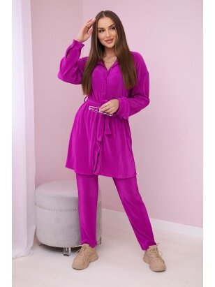 Tamsiai violetinės spalvos moteriškas kostiumėlis KST0018