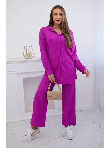 Tamsiai violetinės spalvos moteriškas kostiumėlis KST0011 1
