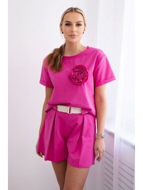 Rožinės spalvos kostiumėlis su šortais KST0492