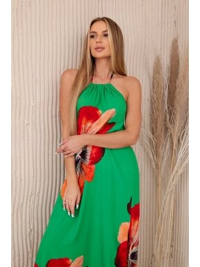 Žalios spalvos ilga suknelė SKN0052