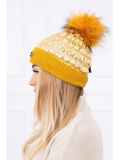 Auksinės spalvos žieminė kepurė K160 1