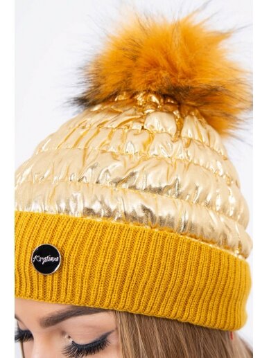 Auksinės spalvos žieminė kepurė K160 2