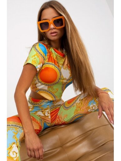 Oranžinės spalvos moteriškas kostiumėlis MOD1921 1