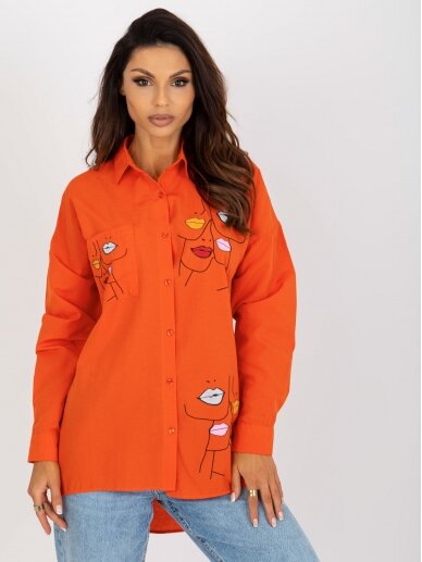 Oranžinės spalvos marškiniai MOD2290 GP 3 Oranžinės spalvos marškiniai MOD2290 GP 3