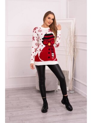 Nebalintos drobės spalvos kalėdinis megztinis MOD1606