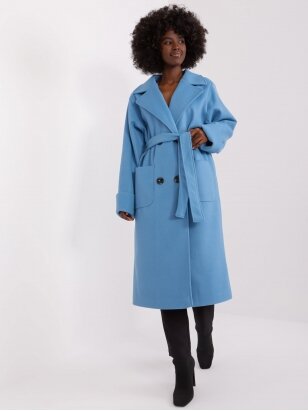 Mėlynos spalvos paltas MOD2464