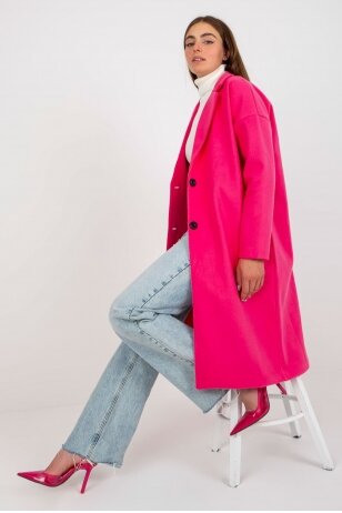 Neoninės rožinės spalvos paltas MOD2042