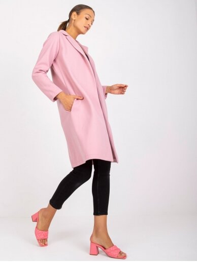 Šviesiai rožinės spalvos paltas MOD913 2