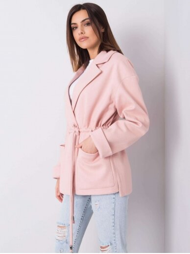 Šviesiai rožinės spalvos paltas MOD957 GP 2