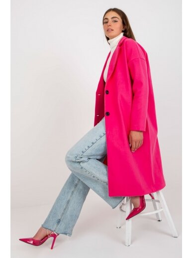 Neoninės rožinės spalvos paltas MOD2042