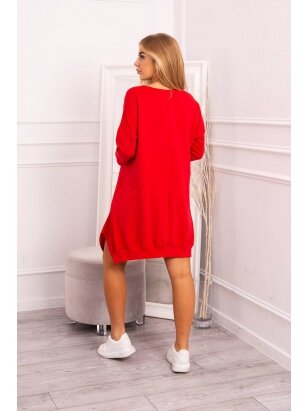Raudona suknelė tunika MOD461