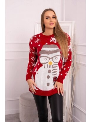 Raudonas kalėdinis megztinis MOD1606