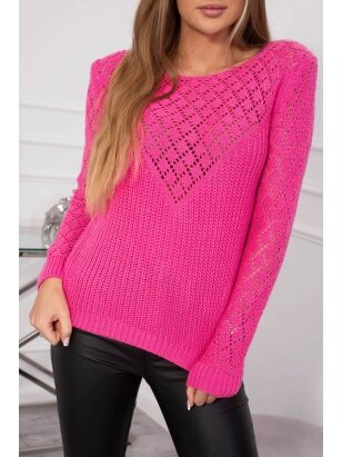 Rožinės spalvos megztinis MOD489