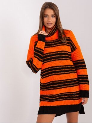 Oranžinės dryžuotas megztinis MOD2416