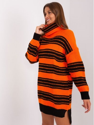 Oranžinės dryžuotas megztinis MOD2416 4